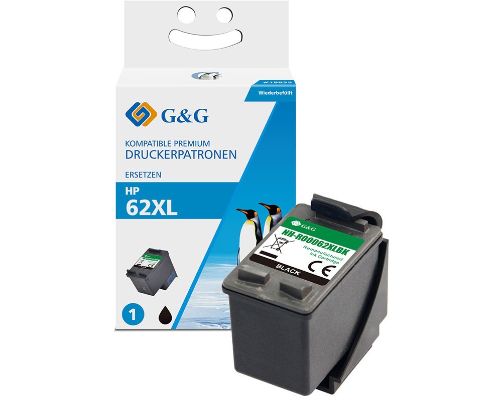 G&G XL-Druckerpatrone ersetzt HP 62XL/ C2P05AN Schwarz
