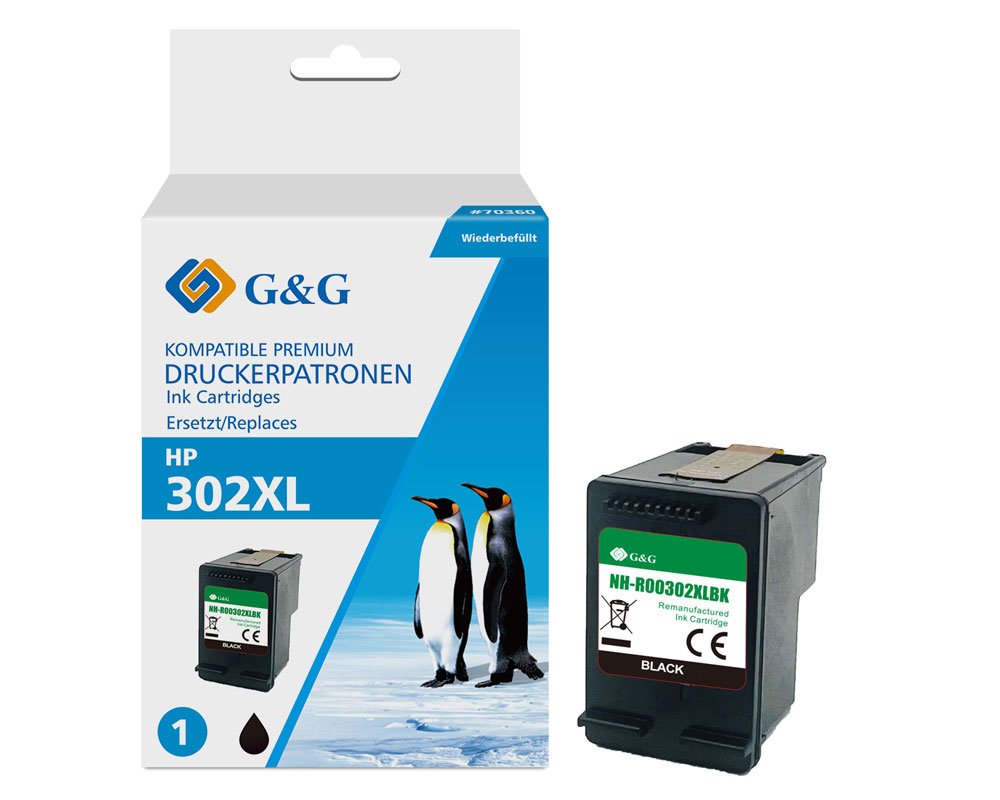G&G XXL-Druckerpatrone ersetzt HP 302XL/F6U68AE Schwarz | Tintenpatronen