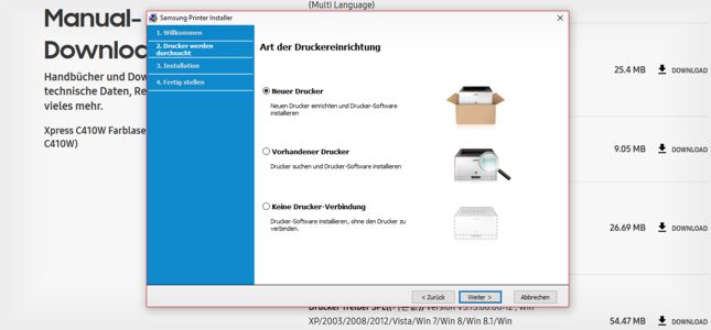 Die Druckerinstallation