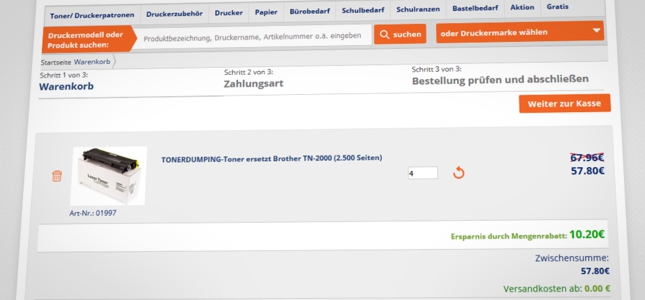 Was muss man tun, damit der Mengenrabatt abgezogen wird?