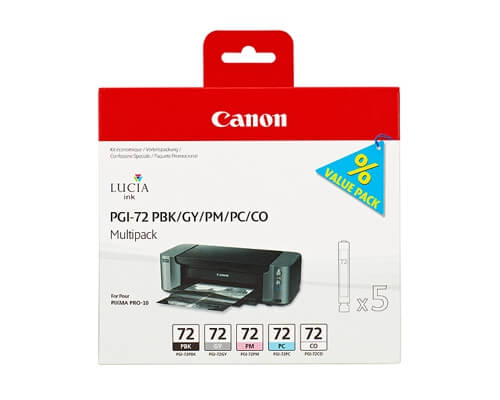 Canon PGI-72 Multipack PBK/GY/PM/PC/CO 6403B007 [modell] (5 x 14ml) Fotoschwarz, grau, fotoMagenta, fotoCyan, chroma-optimizer