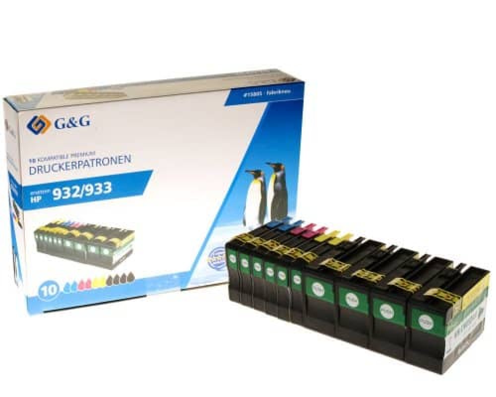 Kompatibel mit HP 932XL / 933XL XL-Druckerpatronen 10er-Set 4x Schwarz + je 2x Cyan, Magenta, Gelb [modell] - Marke: G&G
