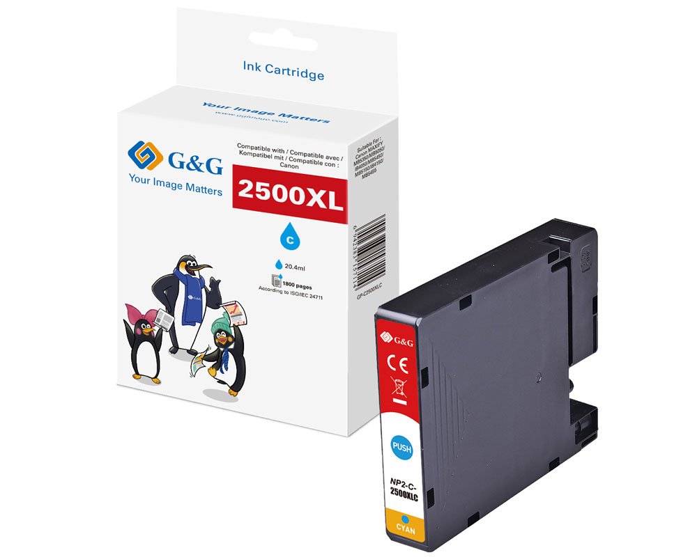 Kompatibel mit Canon PGI-2500XLC/ 9265B001 XL-Druckerpatrone Cyan [modell] - Marke: G&G