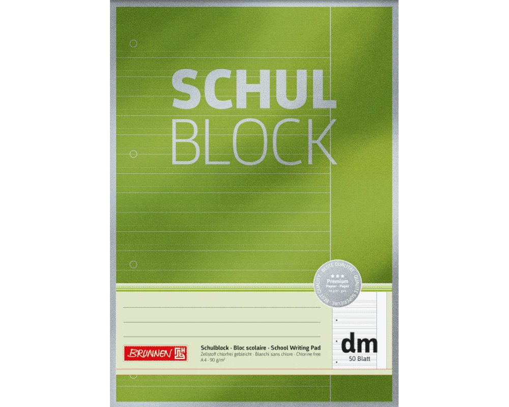 BRUNNEN Schulblock Lineatur DM, DIN A4, 90g, 50 Blatt