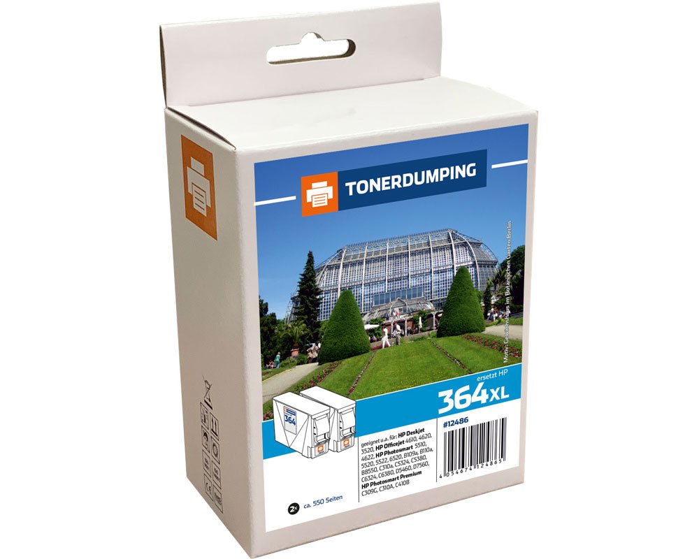 Kompatibel mit HP 364XL Druckerpatronen Doppelpack Textschwarz [modell] von TONERDUMPING