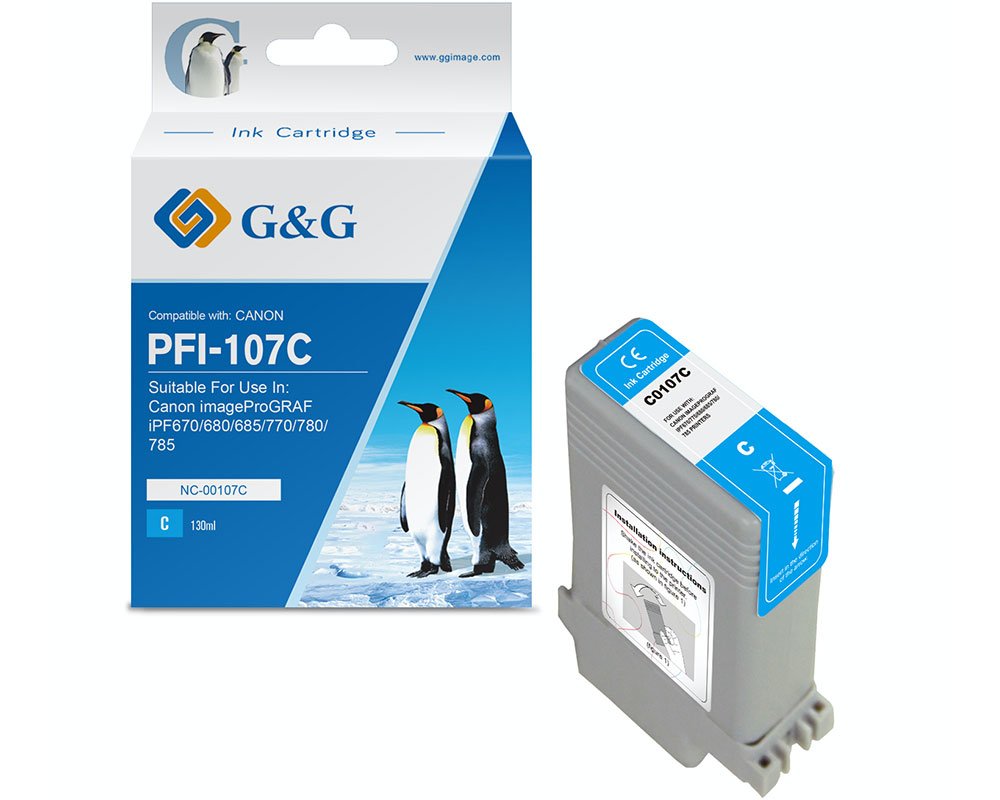 Kompatibel mit Canon PFI-107C/ 6706B001 Druckerpatrone Cyan [modell] - Marke: G&G