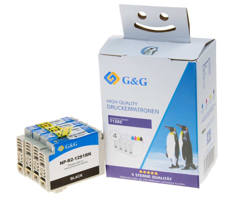 Kompatibel mit Epson T1285/ C13T12854012 Druckerpatronen Multipack: 1x Schwarz, 1x Cyan, 1x Magenta, 1x Gelb [modell] - Marke: G&G