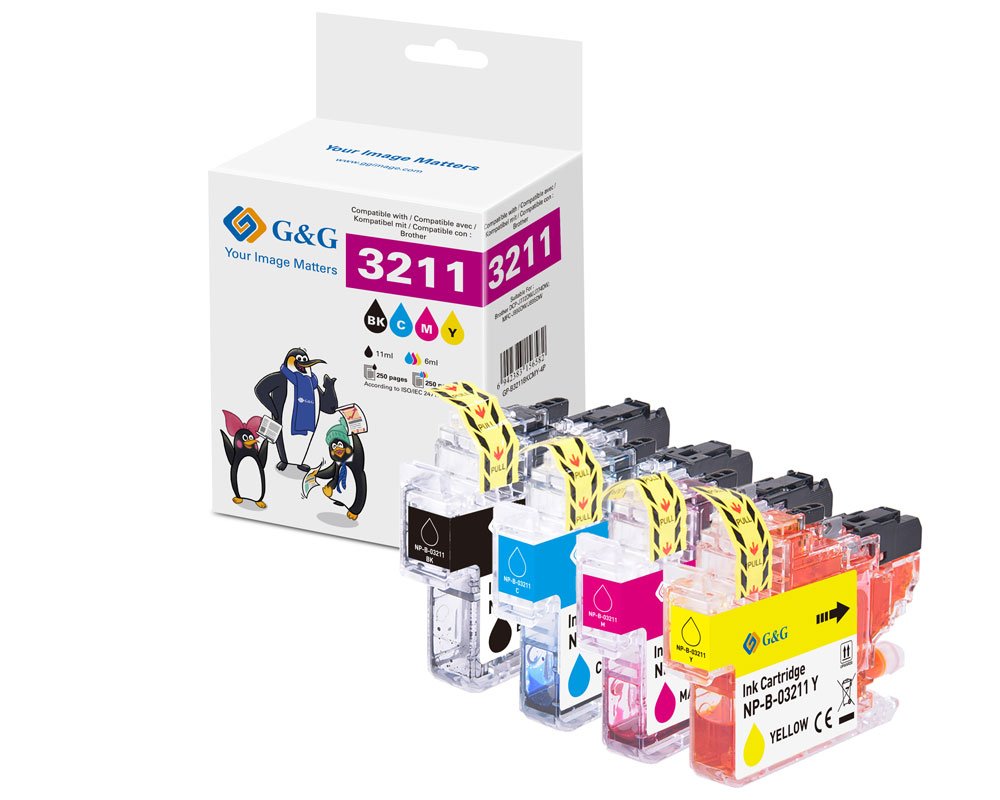 Kompatibel mit Brother LC-3211VALB Druckerpatronen 4er-Pack: Je 1x Schwarz, Cyan, Magenta, Gelb [modell] - Marke: G&G
