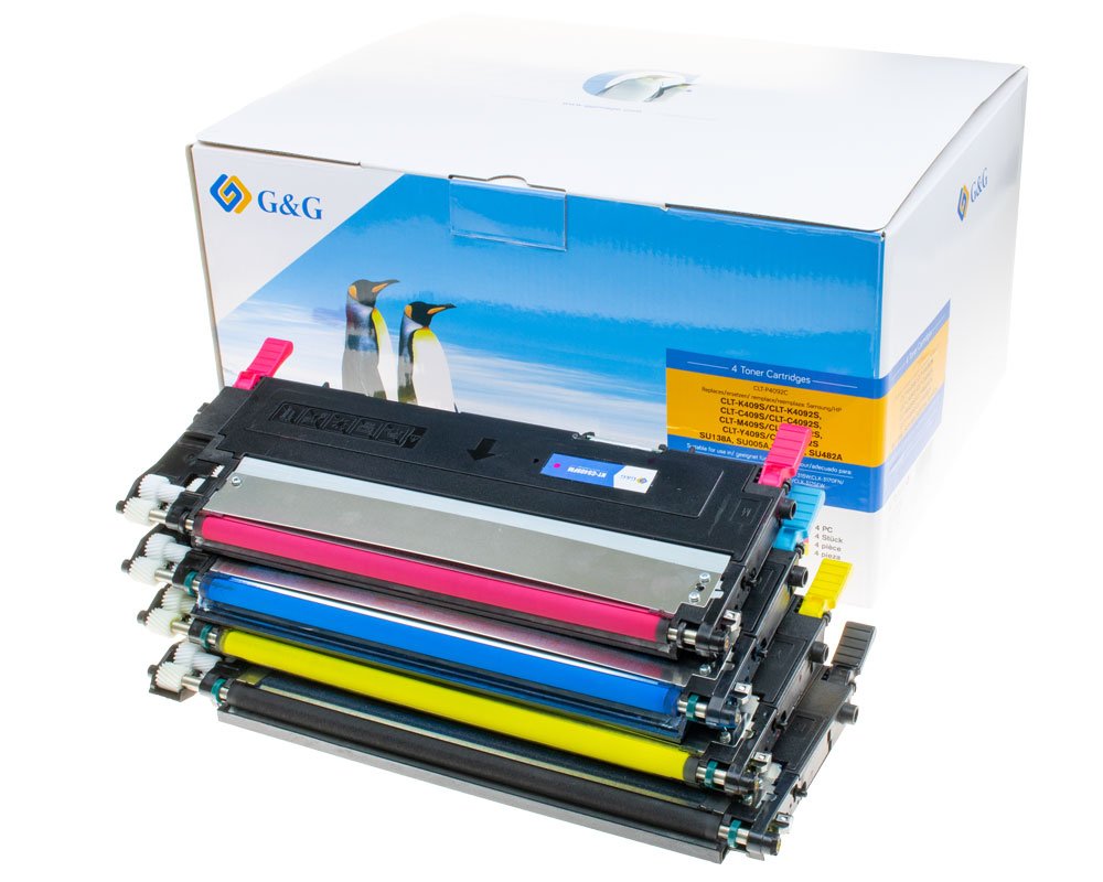 Kompatibel mit Samsung P4092C/ HP SU392A Toner 4er-Set: je 1x Schwarz, Cyan, Magenta, Gelb [modell] - Marke: G&G