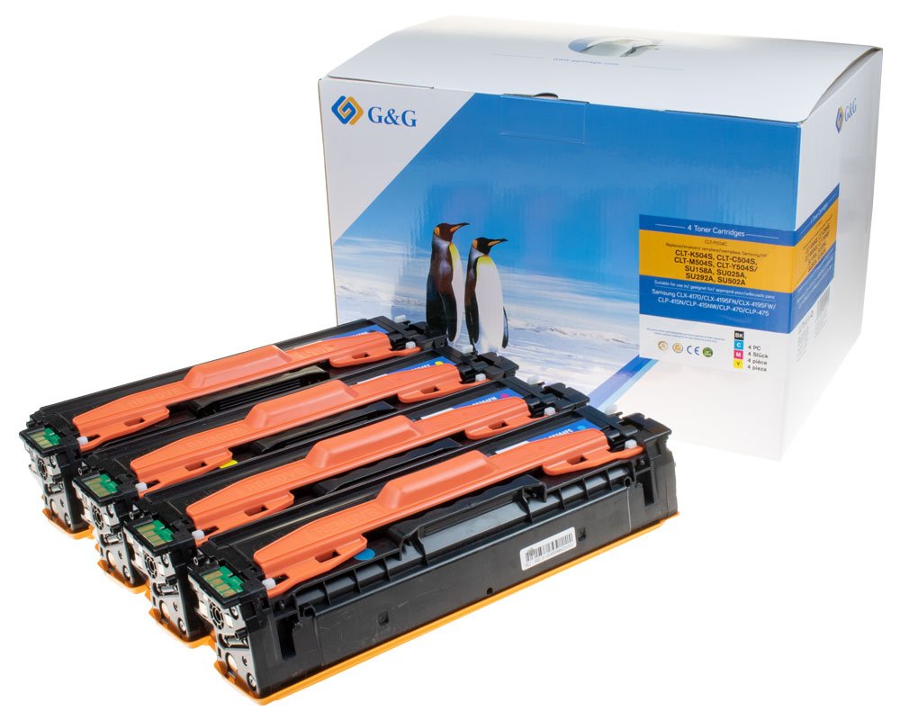 Kompatibel mit Samsung P504C/ HP SU400A Toner 4er-Set: Je 1x Schwarz, Cyan, Magenta, Gelb [modell] - Marke: G&G