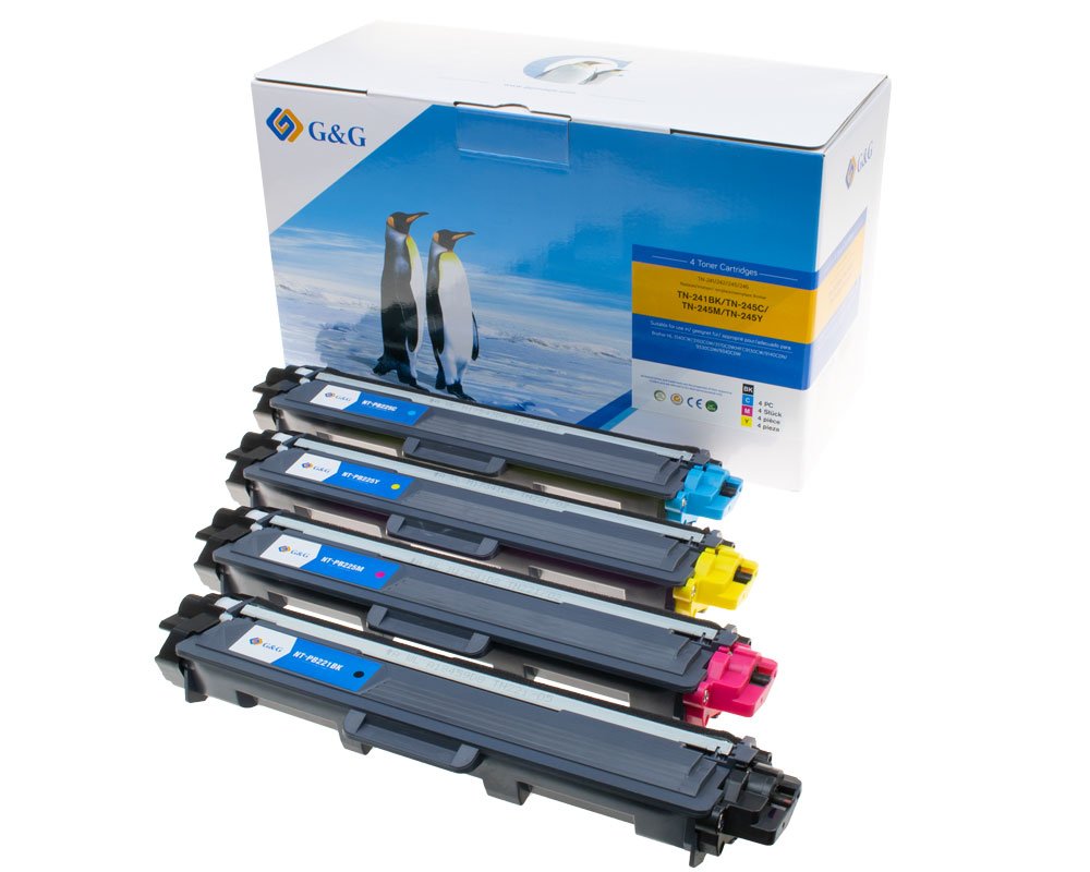 Kompatibel mit Brother TN-241/ TN-242/ TN-245/ TN-246 Toner 4er-Set: Je 1x Schwarz, Cyan, Magenta, Gelb [modell] - Marke: G&G