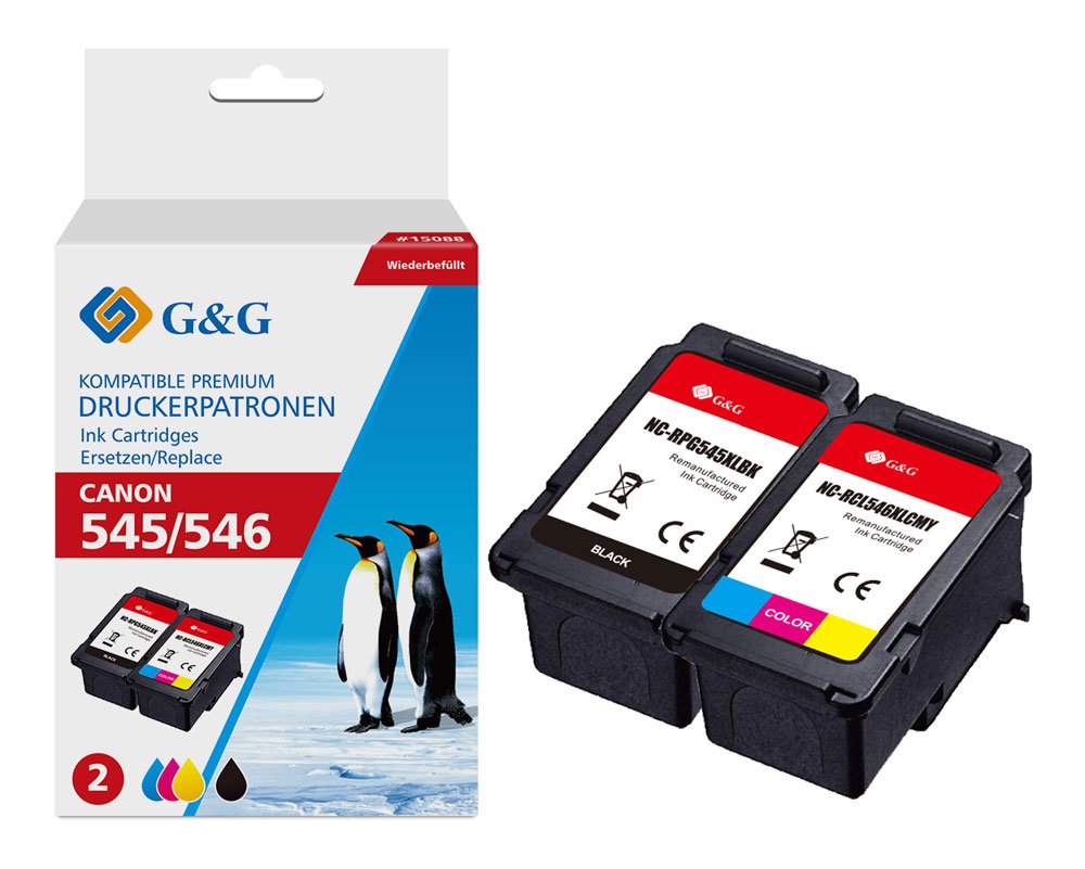 Kompatibel mit Canon PG-545XL / CL-546XL / 8286B006 XL-Druckerpatronen Kombipack Schwarz + Color [modell] - Marke: G&G