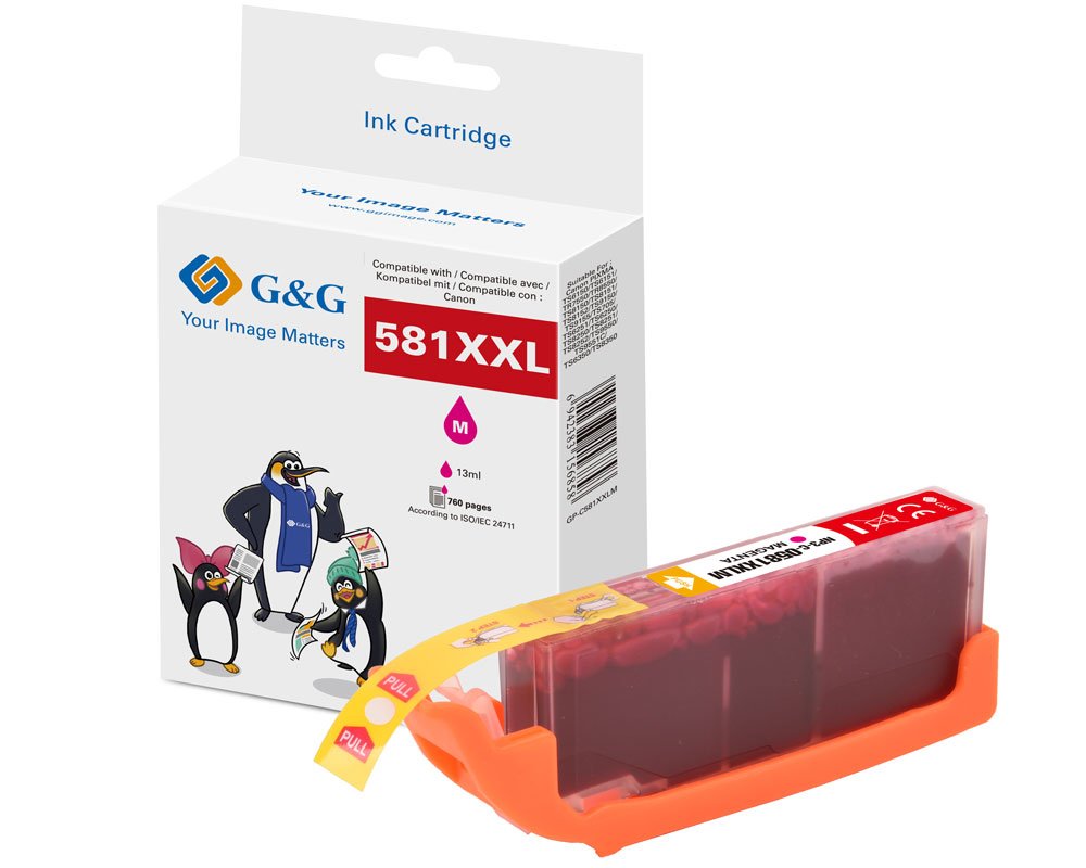 Kompatibel mit Canon CLI-581MXXL/ 1996C001 XXL-Druckerpatrone Magenta [modell] - Marke: G&G