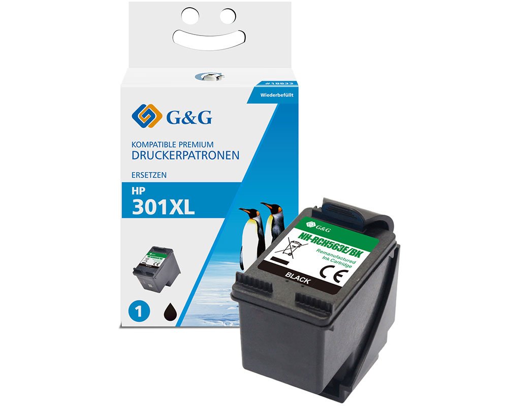 Kompatibel mit HP 301XL/ CC563EE XL-Druckerpatrone Schwarz [modell] - Marke: G&G