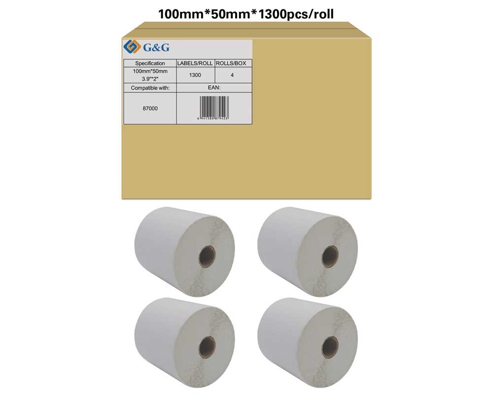Kompatibel mit Zebra 87000 (4x 1.300 Etiketten/ 100 x 50mm) [modell] - Marke: G&G