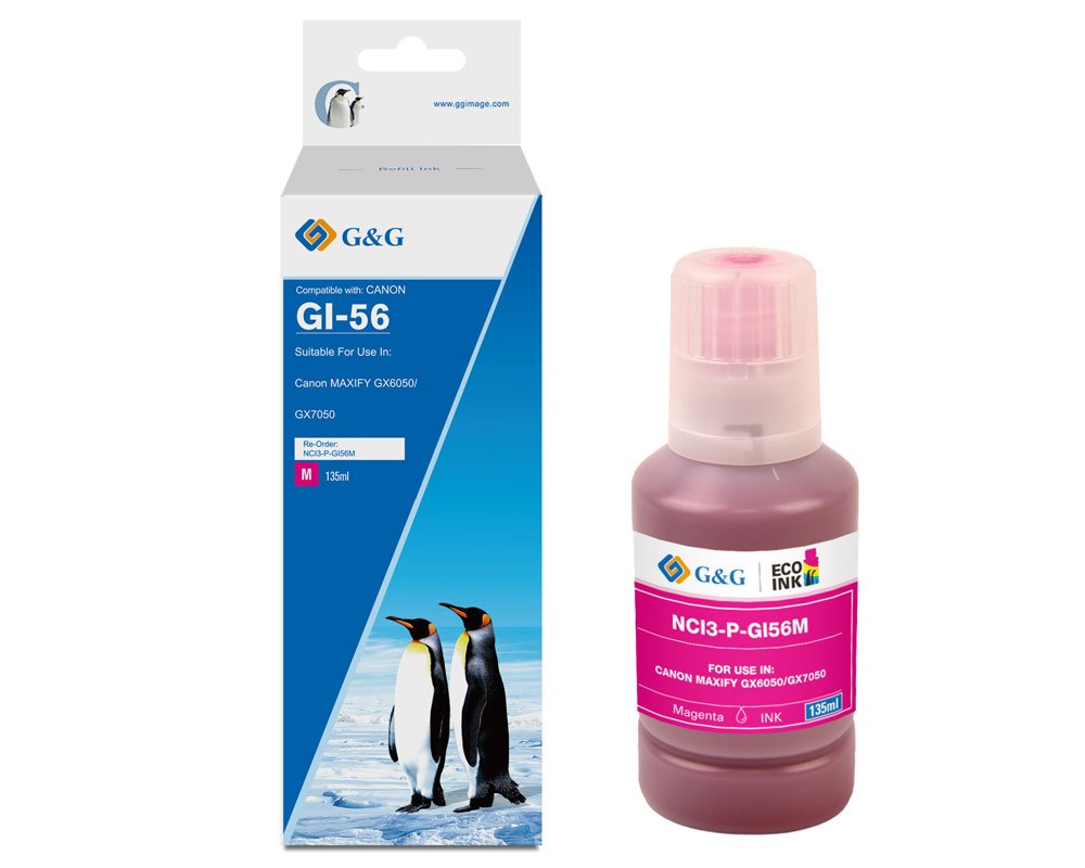 Kompatibel zu Canon GI-56M/ 4431C001 Nachfüll-Tinte (135,00 ml) Magenta [modell] - Marke: G&G