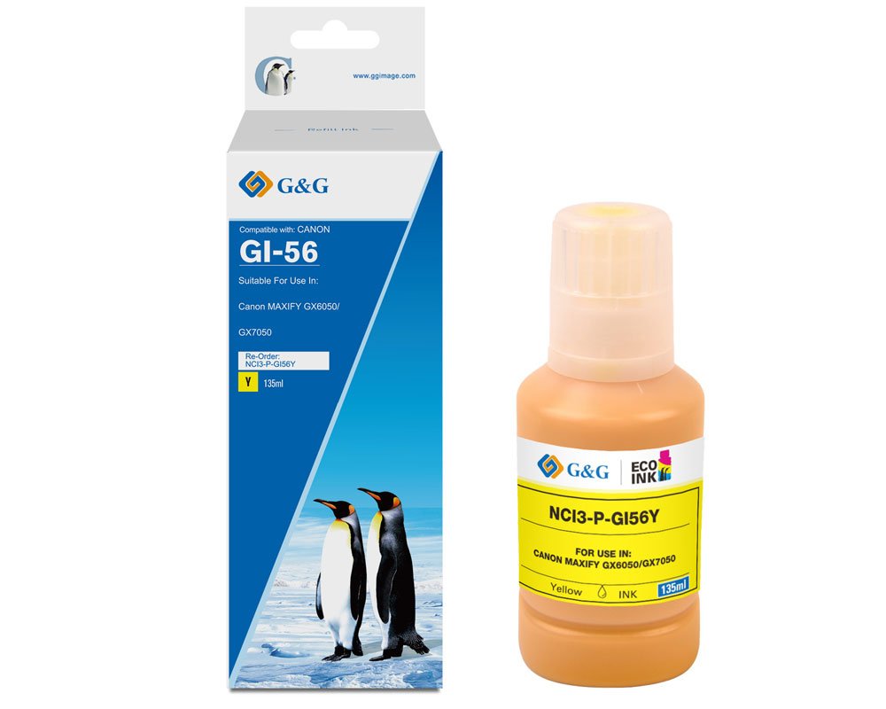 Kompatibel zu Canon GI-56Y/ 4432C001 Nachfüll-Tinte (135,00 ml) Gelb [modell] - Marke: G&G