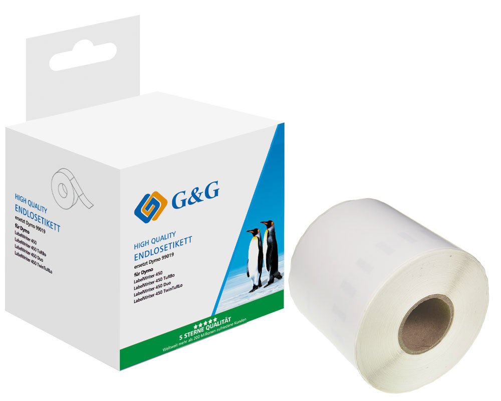 Kompatibel mit Dymo 99019/ S0722480 Etiketten (59mm x 190mm) Schwarz auf weiß [modell] - Marke: G&G