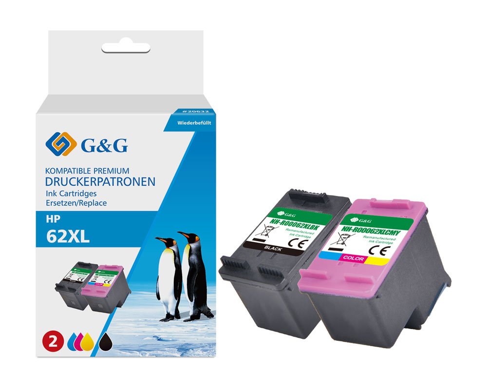 Kompatibel mit HP 62XL Druckerpatronen Multipack Schwarz + Color [modell] - Marke: G&G