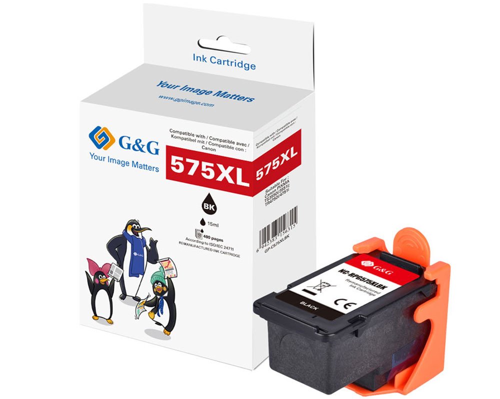 Kompatibel mit Canon PG-575XL Druckerpatrone [modell] XXL Füllmenge: 15 ml schwarz (450 Seiten) von G&G