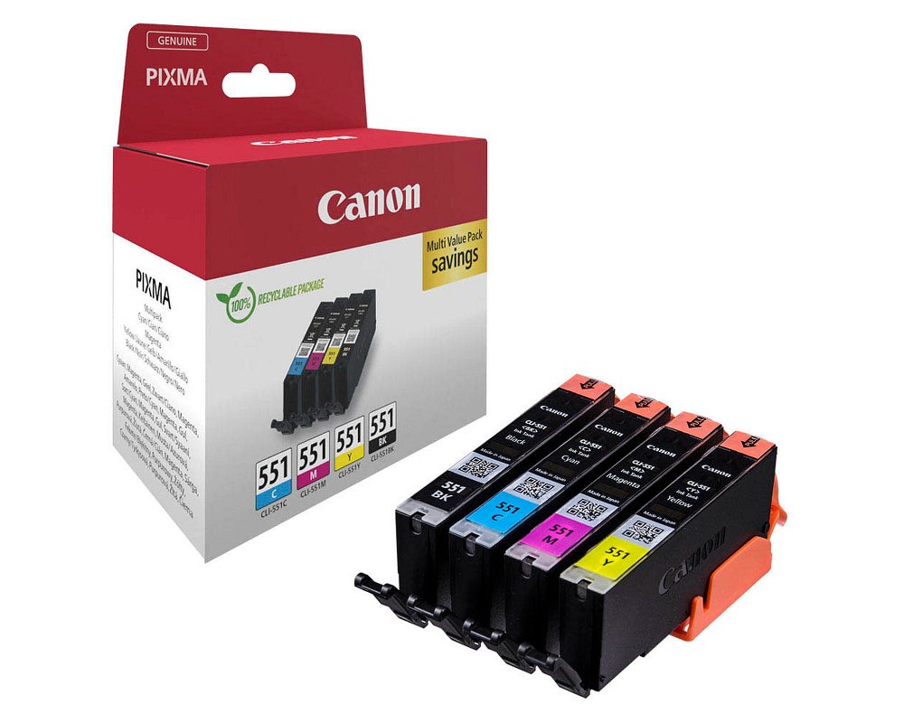 Canon CLI-551 Multipack je 1x Fotoschwarz, Cyan, Magenta, Gelb [modell]