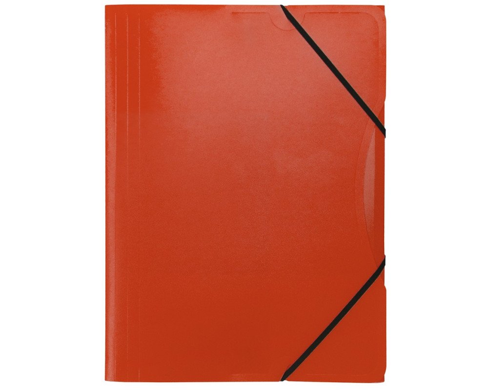 Sammelmappe/ Eckspanner für A4, aus Kunststoff (PP), 3 Einschlagklappen, rot