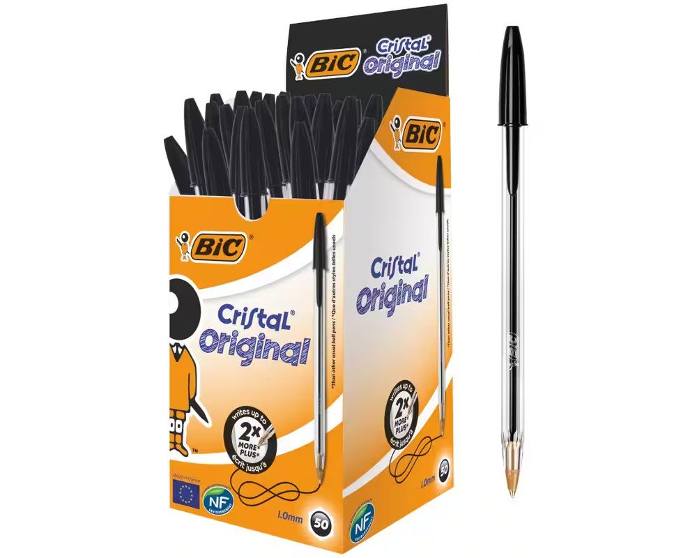 50 BIC Cristal Kugelschreiber, schwarz, Minenstärke M