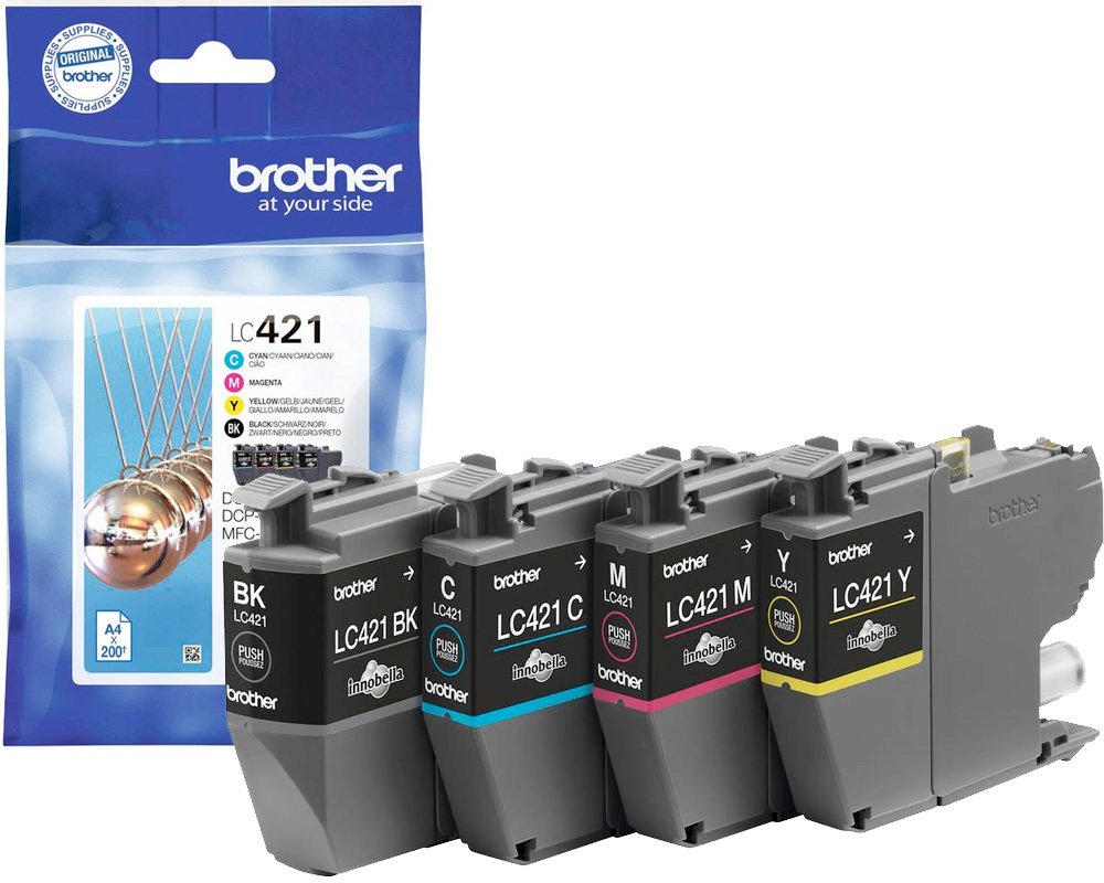 Brother LC-421VAL Original-Tinte [modell] (4x 200 Seiten) Value Pack (schwarz, cyan, magenta, gelb)