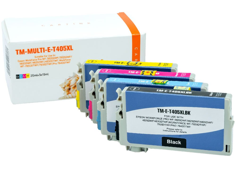 Kompatibel mit Epson 405XL/ C13T05H64010 4x XL-Druckerpatronen 1x schwarz, 1x cyan, 1x magenta, 1x gelb [modell] von TONERDUMPING