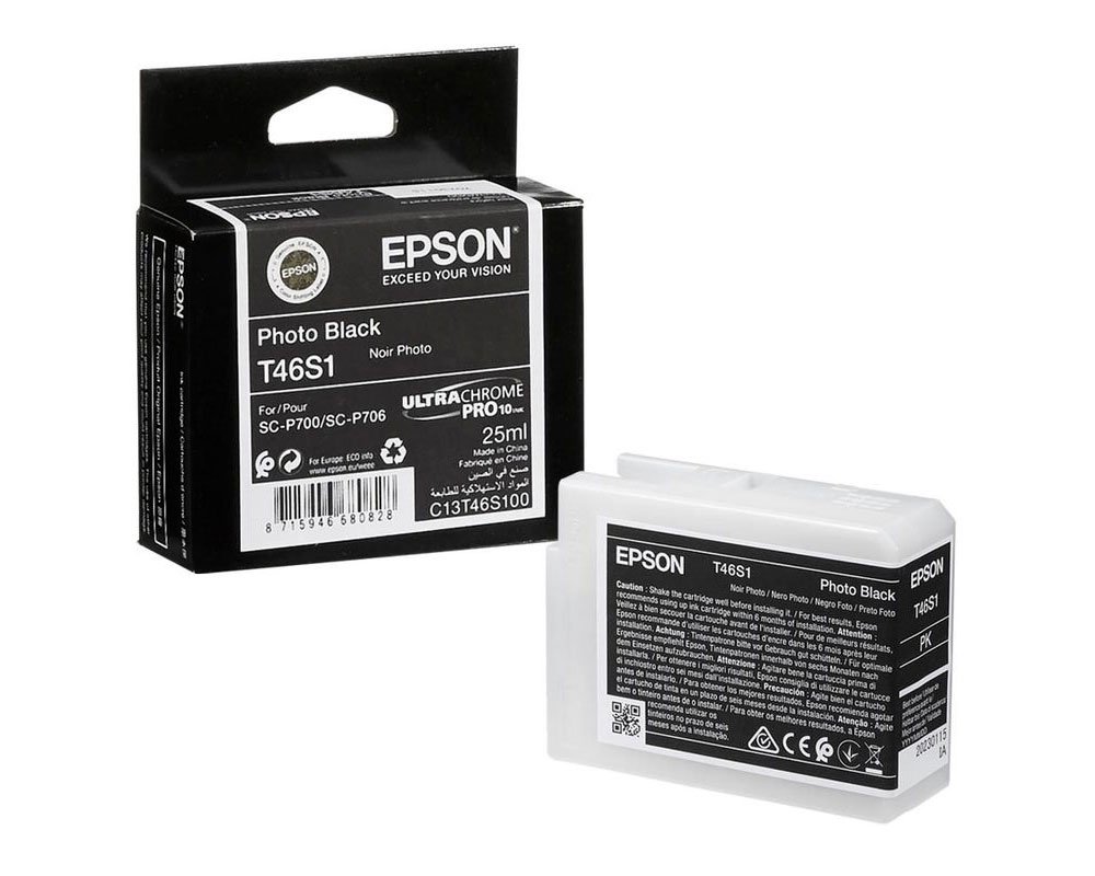 EPSON T46S1 Original-Druckerpatrone C13T46S100 ULTRACHROME PRO 10 INK für EPSON Surecolor SC-P700 fotoschwarz 25ml