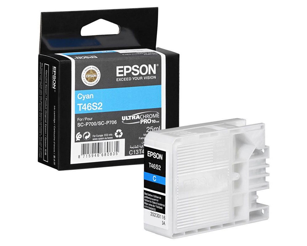 EPSON T46S2 Original-Druckerpatrone C13T46S200 ULTRACHROME PRO 10 INK für EPSON Surecolor SC-P700 cyan 25ml