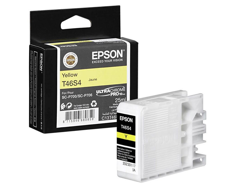 EPSON T46S4 Original-Druckerpatrone C13T46S400 ULTRACHROME PRO 10 INK für EPSON Surecolor SC-P700 gelb 25ml