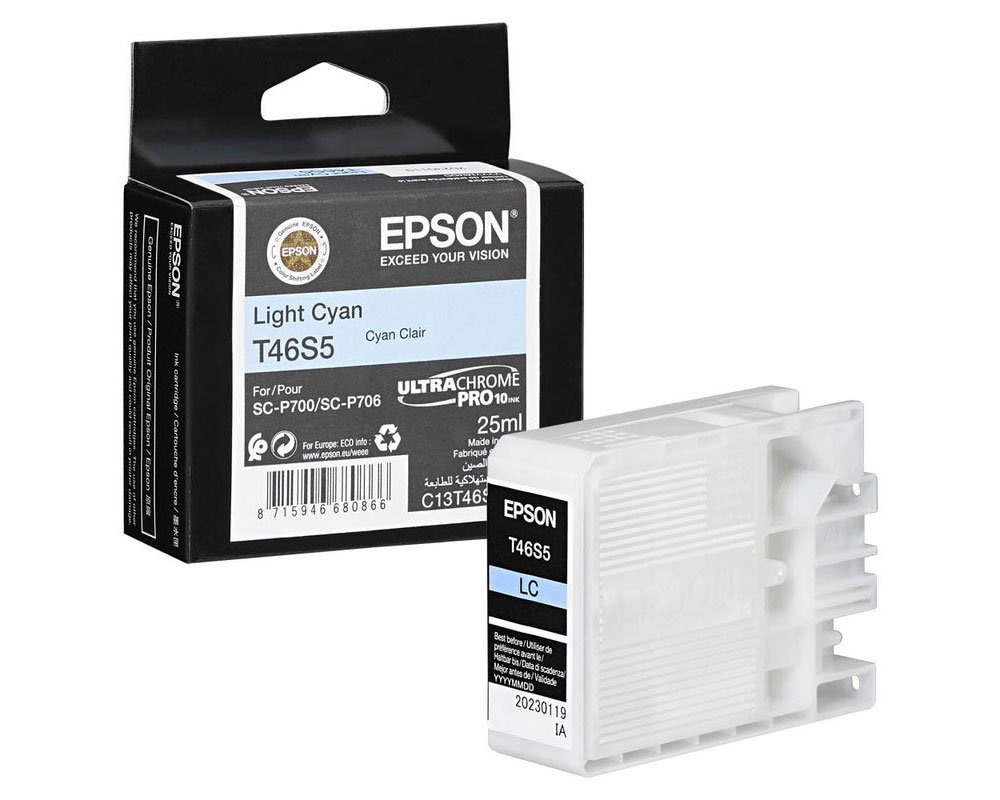 EPSON T46S5 Original-Druckerpatrone C13T46S500 ULTRACHROME PRO 10 INK für EPSON Surecolor SC-P700 light cyan 25ml