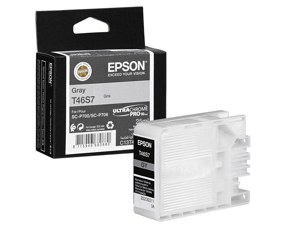 EPSON T46S7 Original-Druckerpatrone C13T46S700 ULTRACHROME PRO 10 INK für EPSON Surecolor SC-P700 grau 25ml