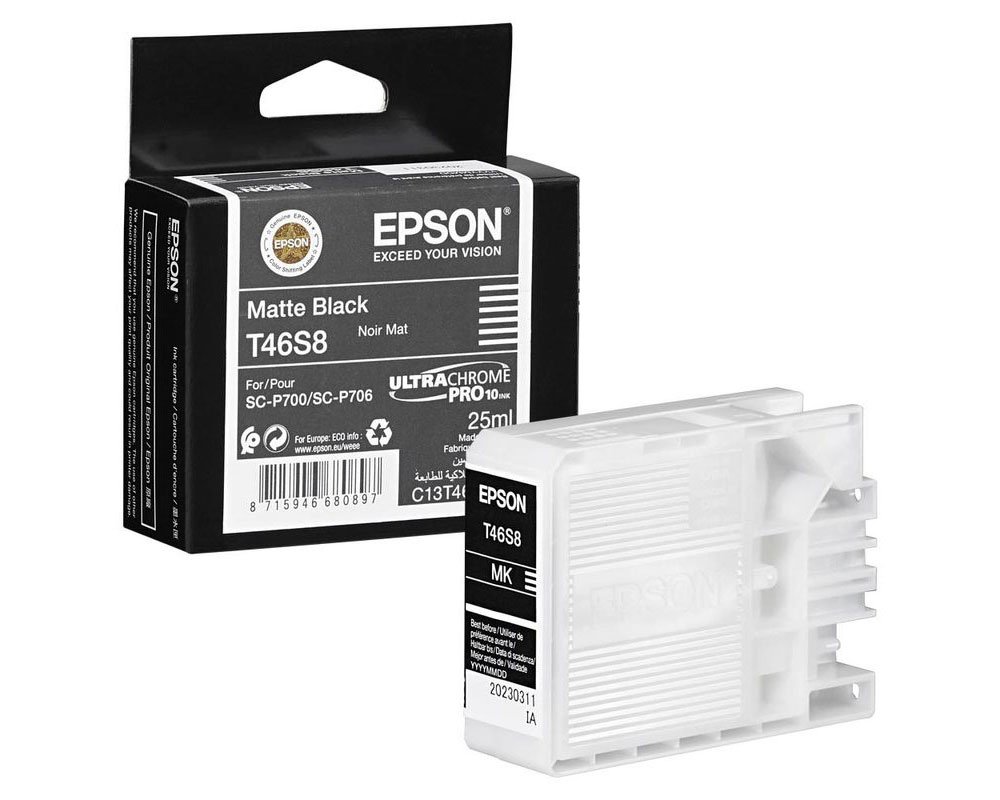 EPSON T46S8 Original-Druckerpatrone C13T46S80N ULTRACHROME PRO 10 INK für EPSON Surecolor SC-P700 mattschwarz 25ml