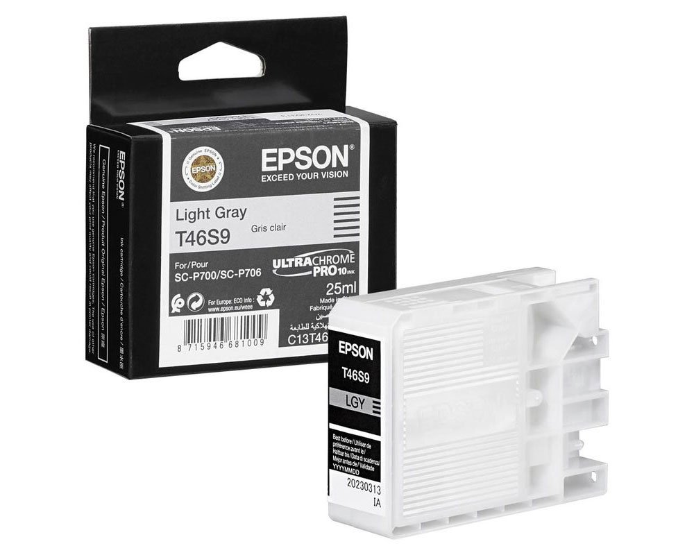 EPSON T46S9 Original-Druckerpatrone C13T46S900 ULTRACHROME PRO 10 INK für EPSON Surecolor SC-P700 hellgrau 25ml
