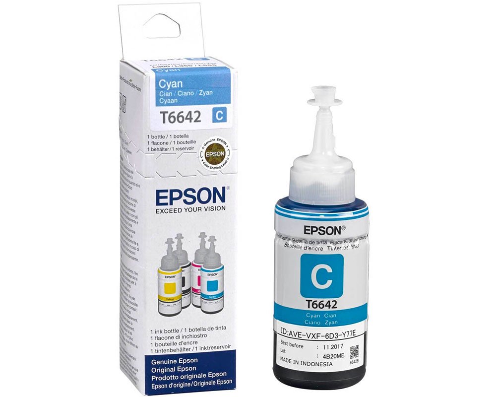 Epson Original-Tinte T6642 / C13T664240 (70 ml) Cyan [modell] 