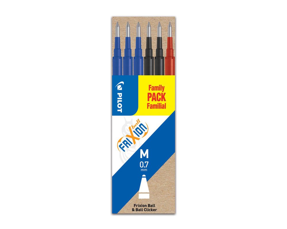 SONDERAKTION: 6 Ersatzminen für den PILOT Frixionball Clicker Tintenroller Farbe 3 x blau, 2 x schwarz, 1 x rot 07