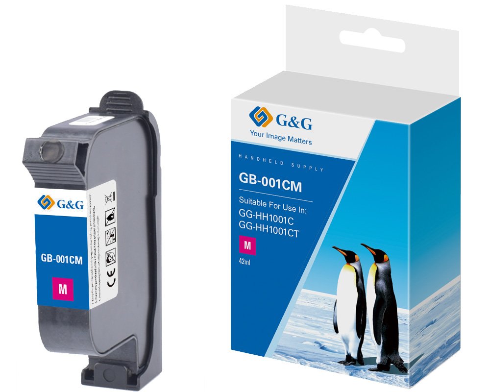 G&G Original-Druckerpatrone GB-001CM schnell trocknende Solvent Tinte für GG-HH1001C (2025) 42ml Farbe: magenta