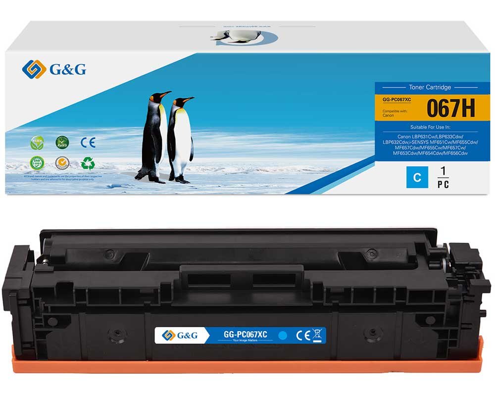 Kopmpatibel mit Canon 067H/ 5105C002 XL-Toner [modell] (2.350 Seiten) Cyan - Marke: G&G