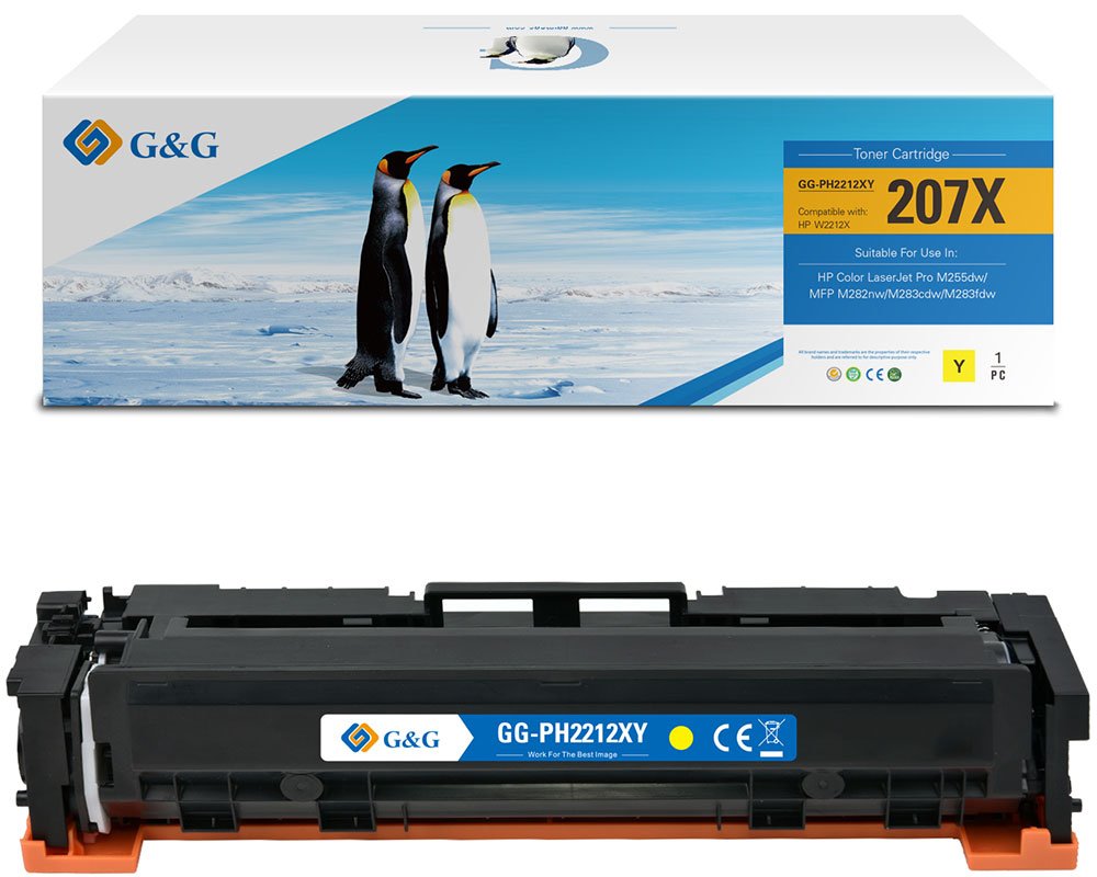 Kompatibel mit HP 207X / W2212X XL-Toner Gelb (MIT CHIP und Füllstandanzeige) [modell] - Marke: G&G