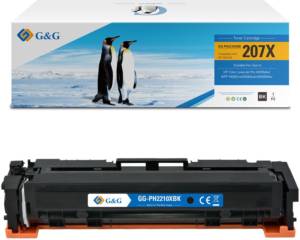 Kompatibel mit HP 207X / W2210X XL-Toner Schwarz (MIT CHIP und Füllstandanzeige) [modell] - Marke: G&G