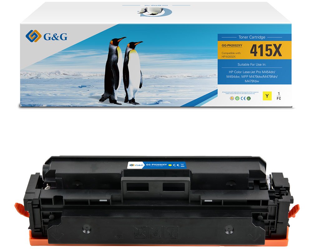 Kompatibel mit HP 415X / W2032X (MIT CHIP und Füllstandanzeige) XL-Toner Gelb [modell] - Marke: G&G