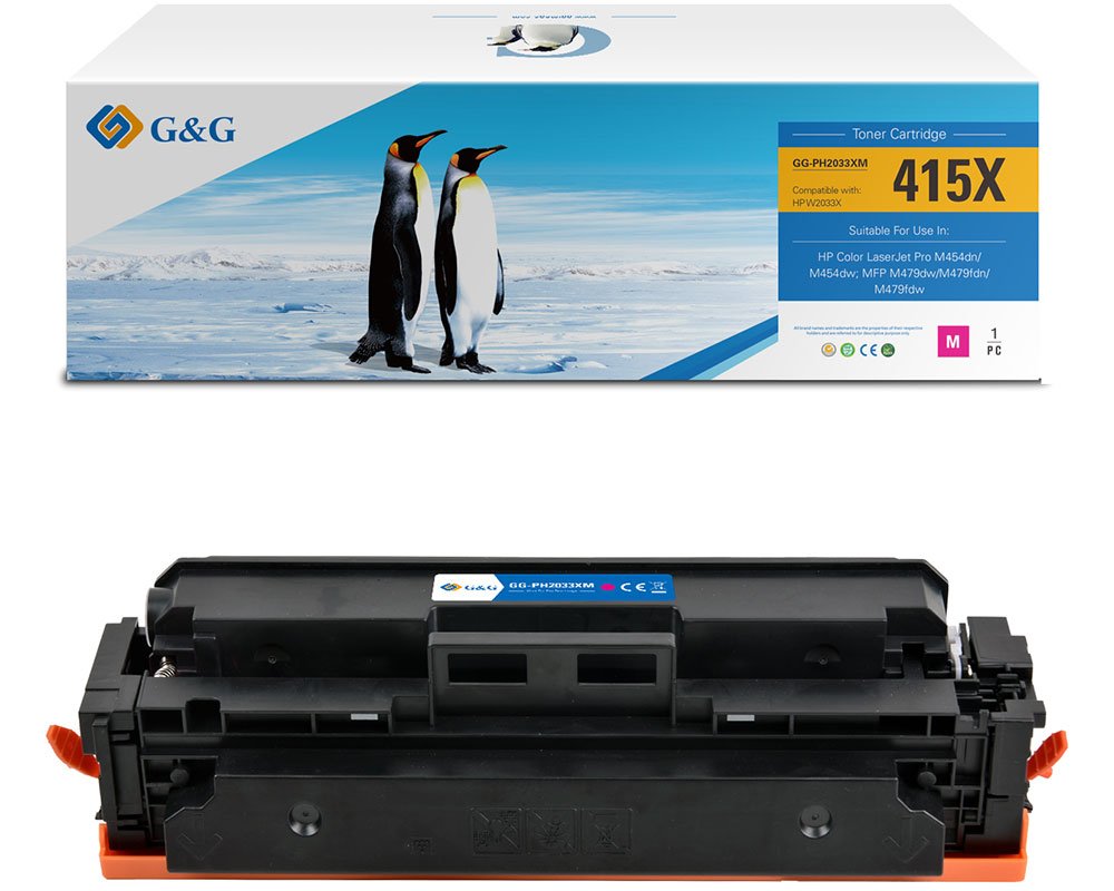 Kompatibel mit HP 415X / W2033X (MIT CHIP und Füllstandanzeige) XL-Toner Magenta [modell] - Marke: G&G