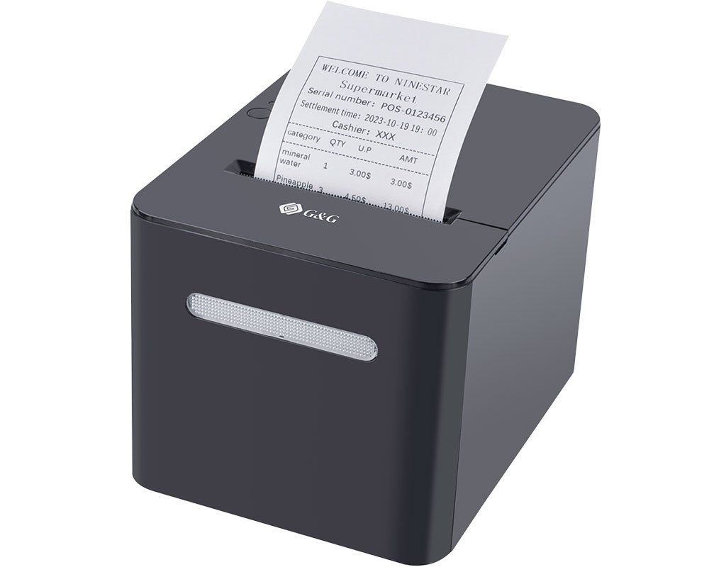 G&G Bondrucker / Kassendrucker GG-TD80 (80mm oder 57mm Breite Rollen, Thermodruck, USB, LAN, Bluetooth, WLAN, Sound- und Lichtalarm)