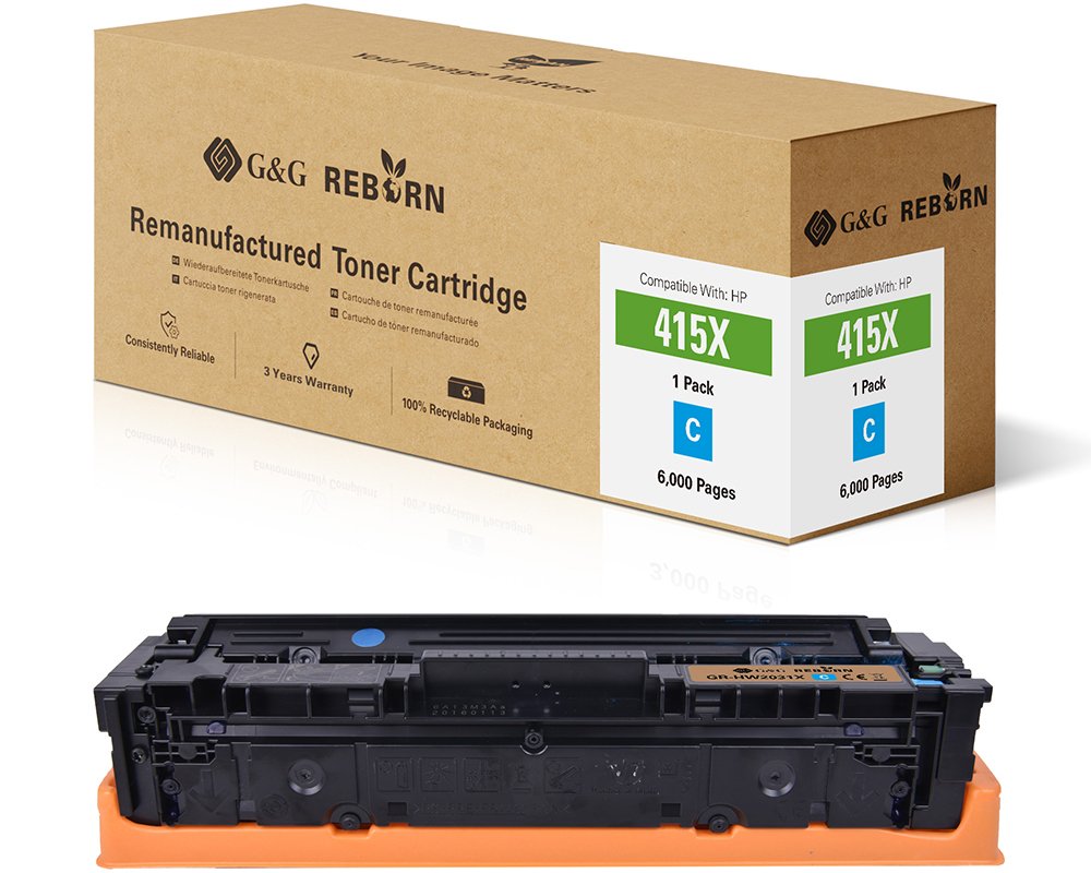 Kompatibel mit HP 415A XL-Toner (W2031X) [modell] cyan - Marke: G&G Reborn