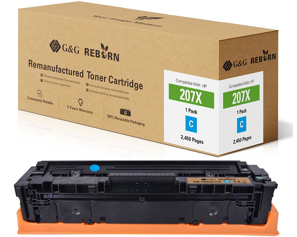 Kompatibel mit HP 207X / W2211X Toner Cyan (mit Chip) [model] - Marke: G&G Reborn