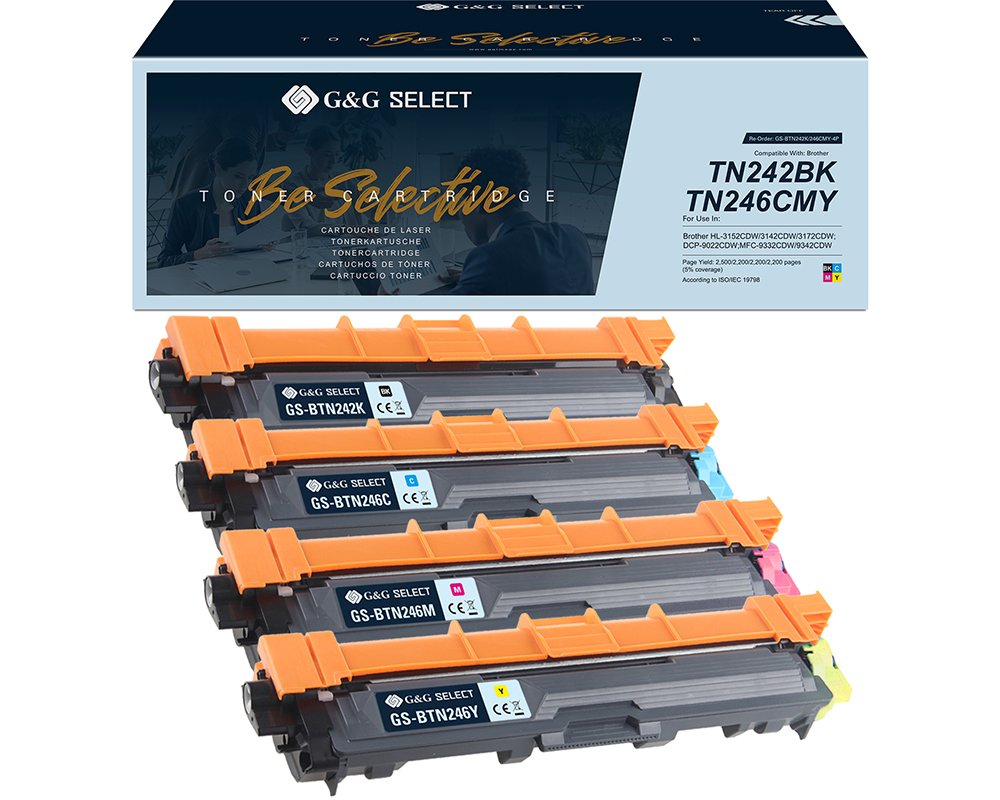 Kompatibel mit Brother TN-242BK/ TN-246CMY Premium-Toner-Set: je 1x Schwarz, Cyan, Magenta, Gelb [modell] Marke: G&G Select