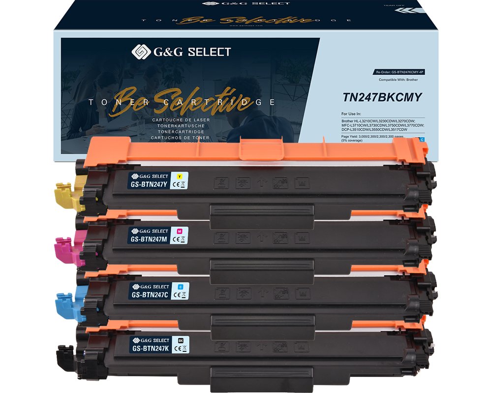 Kompatibel mit Brother TN-247CMYK Premium-Toner-Set: je 1x Schwarz, Cyan, Magenta, Gelb [modell] - Marke: G&G Select