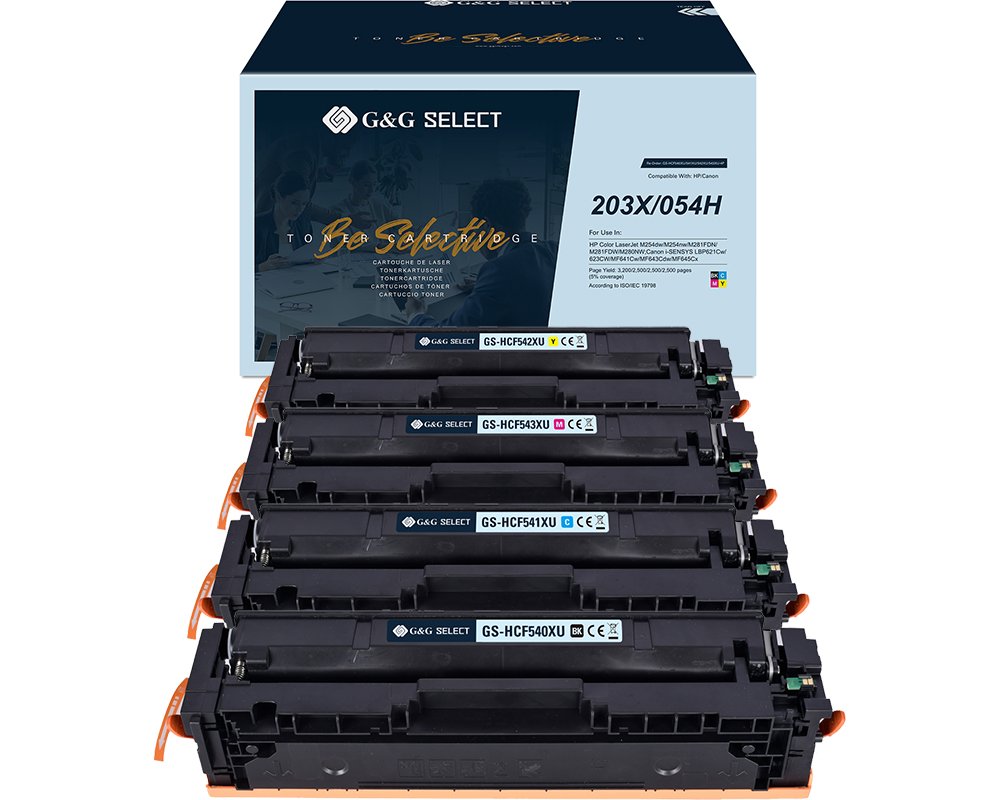 Kompatibel mit HP 203X / Canon 054H Kombipack XL-Premium-Toner [modell] schwarz, cyan, magenta, gelb - Marke: G&G Select